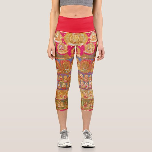 Mandala Kosmisches Diagramm für Meditation Capri Leggings (Vorderseite)