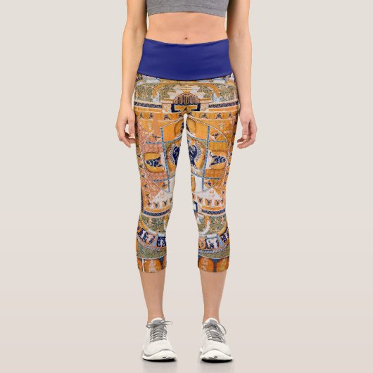 Mandala Kosmisches Diagramm für Meditation Capri Leggings (Vorderseite)