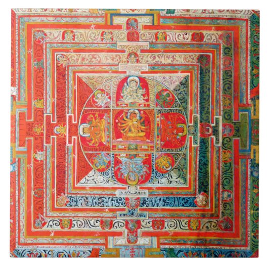 Mandala Kosmisches Diagramm für Meditation Fliese (Vorderseite)