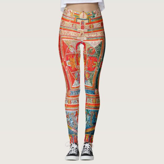 Mandala Kosmisches Diagramm für Meditation Leggings (Vorderseite)