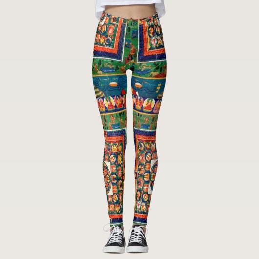 Mandala Kosmisches Diagramm für Meditation Leggings (Vorderseite)
