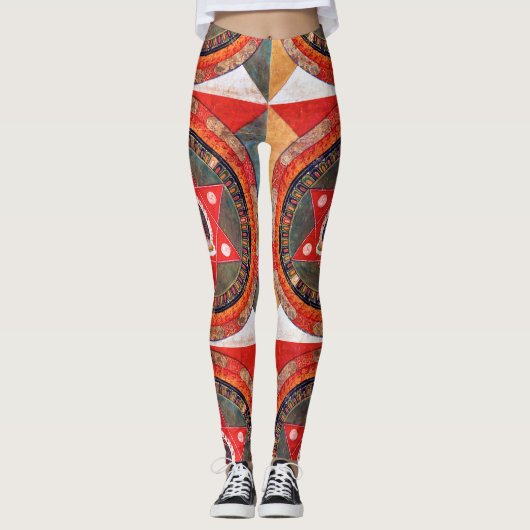Mandala Kosmisches Diagramm für Meditation Leggings (Vorderseite)