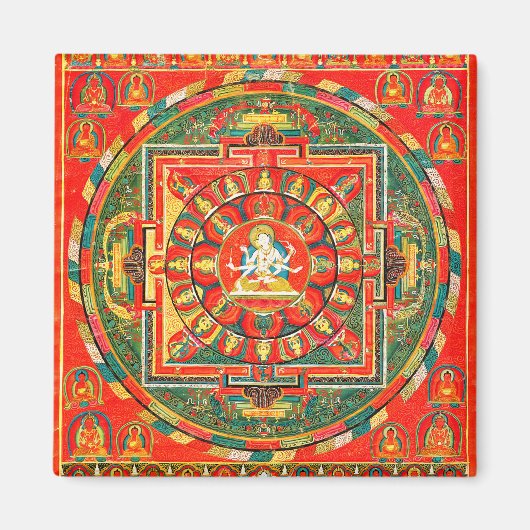 Mandala Kosmisches Diagramm für Meditation Magnet (Vorne)