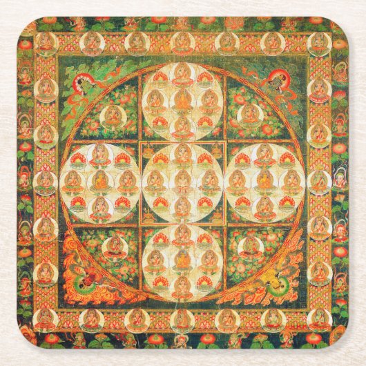 Mandala Kosmisches Diagramm für Meditation Rechteckiger Pappuntersetzer (Vorderseite)