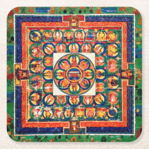 Mandala Kosmisches Diagramm für Meditation Rechteckiger Pappuntersetzer