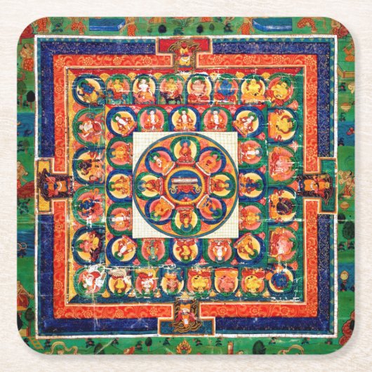 Mandala Kosmisches Diagramm für Meditation Rechteckiger Pappuntersetzer (Vorderseite)