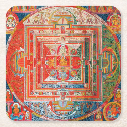 Mandala Kosmisches Diagramm für Meditation Rechteckiger Pappuntersetzer (Vorderseite)