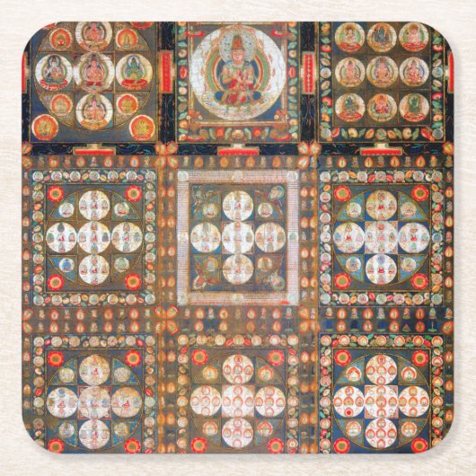 Mandala Kosmisches Diagramm für Meditation Rechteckiger Pappuntersetzer (Vorderseite)