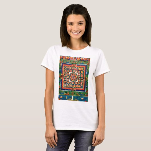Mandala Kosmisches Diagramm für Meditation T-Shirt (Vorne ganz)