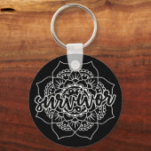 Mandala - Krebsüberlebung in Weiß Schlüsselanhänger (Vorderseite)
