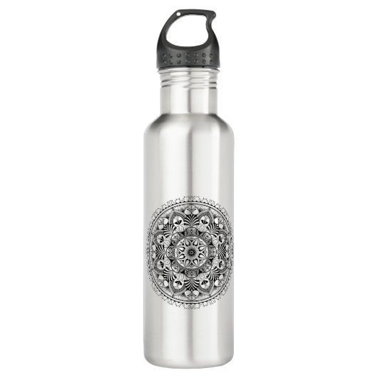 Mandala-Kreis Edelstahlflasche (Vorderseite)