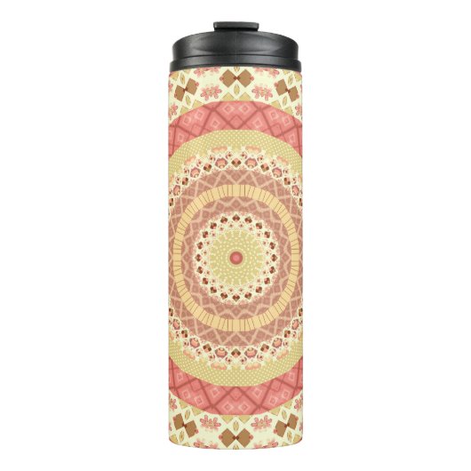 Mandala-Kreis in ornamentaler Pastellfarbe Thermosbecher (Vorderseite)