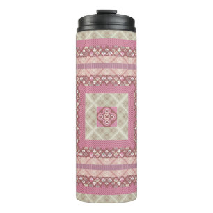 Mandala-Kreis rund um Zierpastellfisch lila Colon Thermosbecher