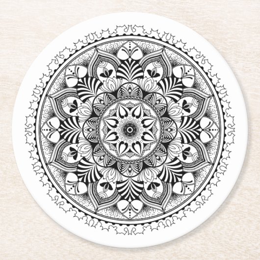 Mandala-Kreis Runder Pappuntersetzer (Vorderseite)