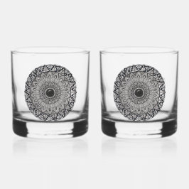 Mandala-Kunst auf Glassteinen-Set Whiskyglas