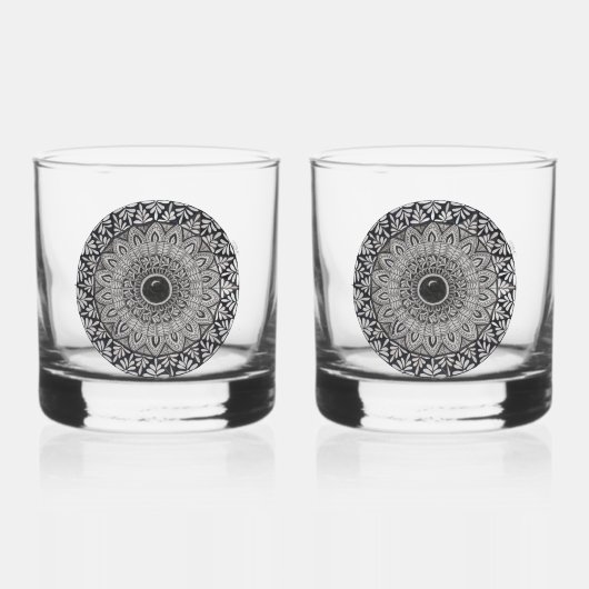 Mandala-Kunst auf Glassteinen-Set Whiskyglas (Vorderseite)