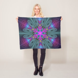 Mandala Kunst, Fraktal und Dichtung Fleecedecke