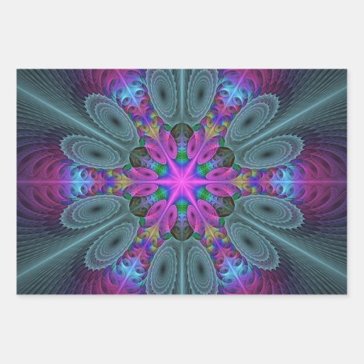 Mandala Kunst, Fraktal und Dichtung Geschenkpapier Set (Vorderseite 2)