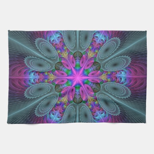 Mandala Kunst, Fraktal und Dichtung Handtuch (Horizontal)