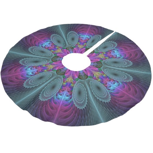 Mandala Kunst, Fraktal und Dichtung Polyester Weihnachtsbaumdecke (Schrägansicht)