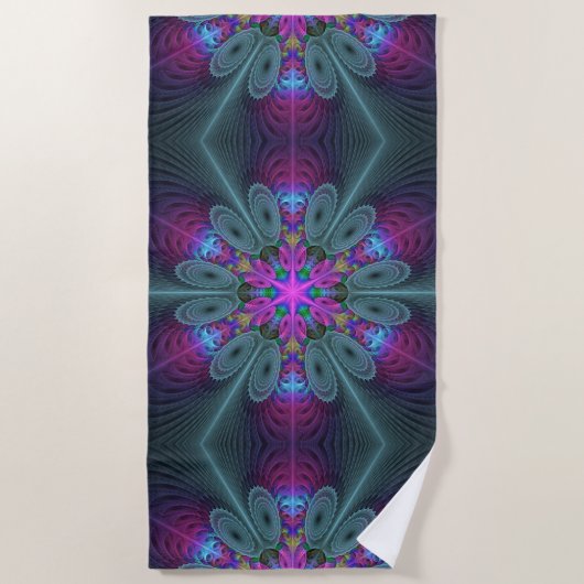 Mandala Kunst, Fraktal und Dichtung Strandtuch (Vorderseite)