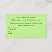 Mandala-Kunst-Grün-Lesezeichen-Visitenkarte Visitenkarte (Rückseite)