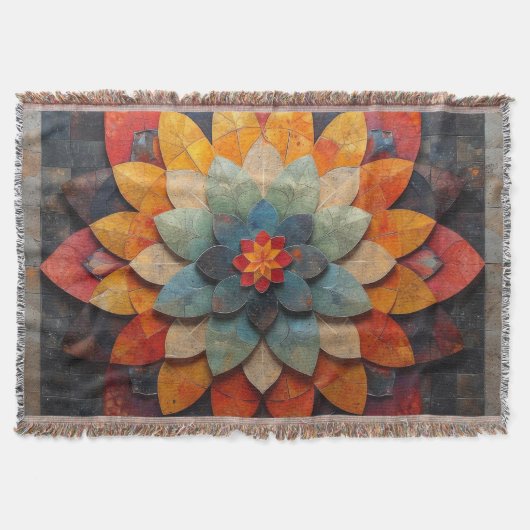 Mandala-Kunst strukturierte Blume Decke (Vorderseite)