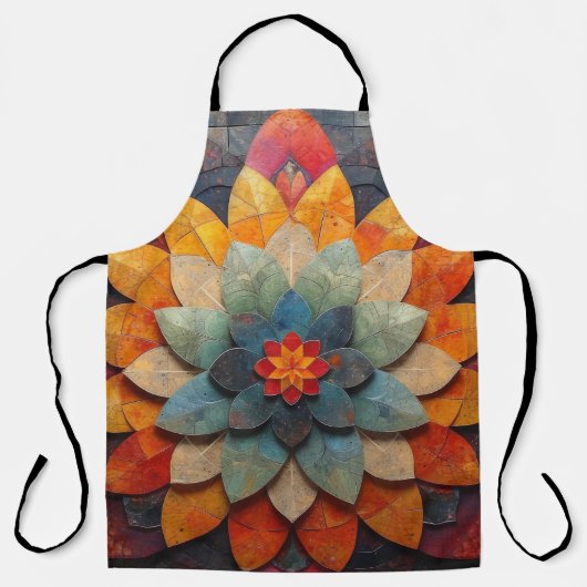 Mandala-Kunst strukturierte Blume Schürze (Vorderseite)