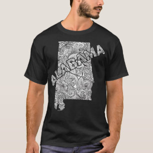 Mandala Kunstkarte von Alabama mit Text in weiß TS T-Shirt