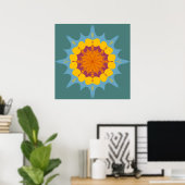 Mandala künstlerisch in Gelb, lila, Blau Poster (Heimbüro)