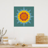 Mandala künstlerisch in Gelb, lila, Blau Poster (Küche)