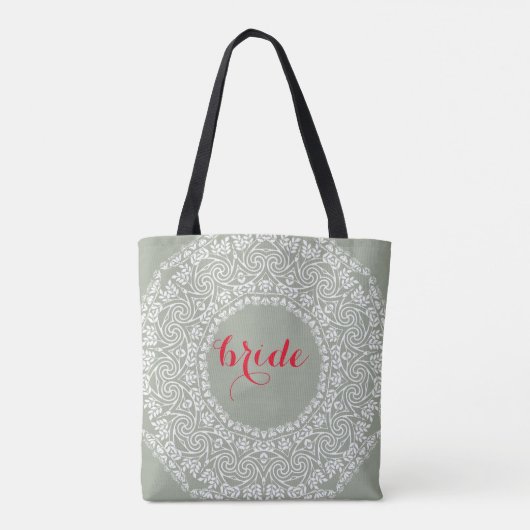 Mandala Lace Bride Wedding Swirl Art Border Tasche (Rückseite)