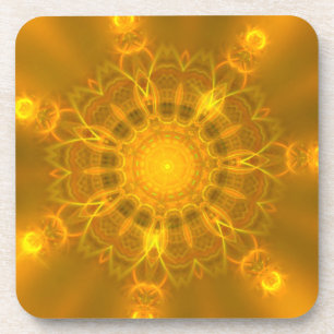 Mandala Lace Lines Warm Glow Gelb Hintergrund Getränkeuntersetzer