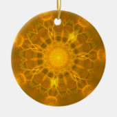 Mandala Lace Lines Warm Glow Gelb Hintergrund Keramik Ornament (Vorne)