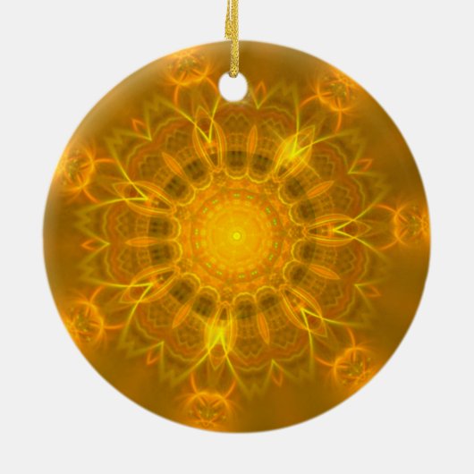 Mandala Lace Lines Warm Glow Gelb Hintergrund Keramik Ornament (Hinten)