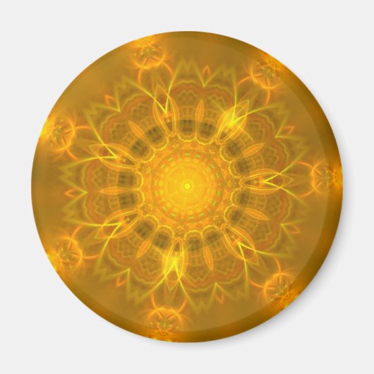 Mandala Lace Lines Warm Glow Gelb Hintergrund Magnet (Vorne)