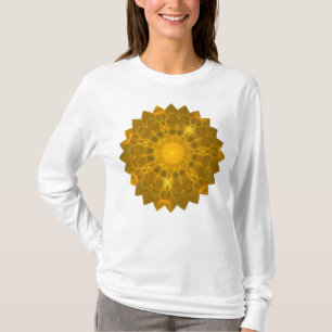 Mandala Lace Lines Warm Glow Gelb Hintergrund T-Shirt