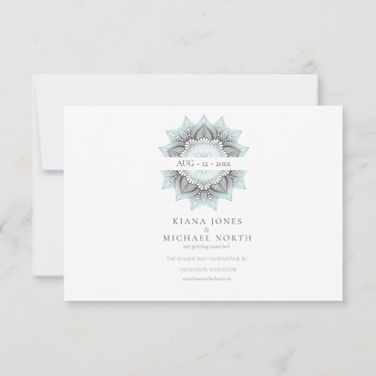 Mandala Lace Ltd. Blue V2 ID968 Save The Date (Rückseite)