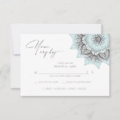 Mandala Lace Rev Wedding Ltd. Blue ID968 RSVP Karte (Vorderseite)