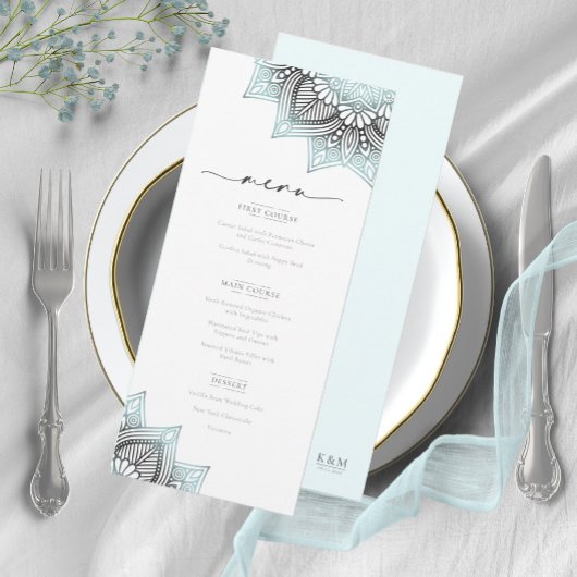 Mandala Lace Rev Wedding Ltd. Blue V2 ID968 Menükarte