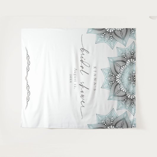 Mandala Lace Wedding Brautparty Ltd. Blue ID968 Wandteppich (Vorderseite (Horizontal))