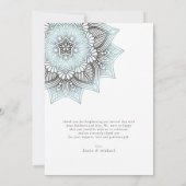 Mandala Lace Wedding Foto Danke Blue ID968 (Rückseite)