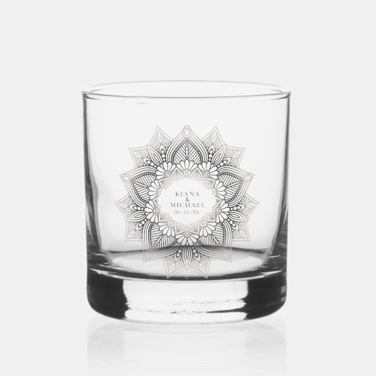 Mandala Lace Wedding Neutrals ID478 Whiskyglas (Vorderseite)