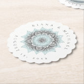 Mandala Lace Wedding Vielen Dank, Lt. Blue ID968 Untersetzer (angewinkelt)