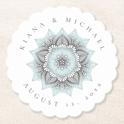 Mandala Lace Wedding Vielen Dank, Lt. Blue ID968 Untersetzer (Vorderseite)