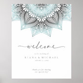 Mandala Lace Wedding Welcome Lt. Blue ID968 Poster (Vorne)