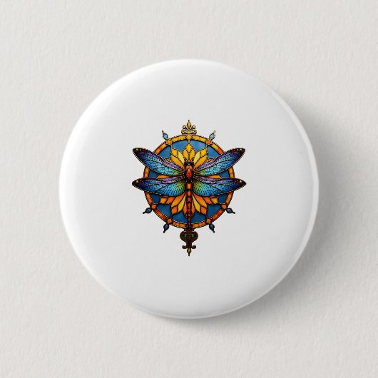 Mandala Libelle Leuchtende Heilige Geometrie Spiri Button (Vorderseite)