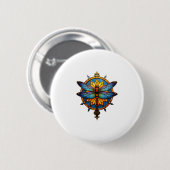 Mandala Libelle Leuchtende Heilige Geometrie Spiri Button (Vorne & Hinten)