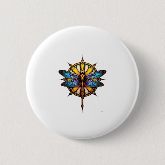 Mandala Libelle Leuchtende Heilige Geometrie Spiri Button (Vorderseite)