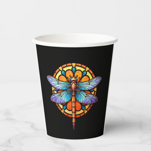 Mandala Libelle Leuchtende Heilige Geometrie Spiri Pappbecher (Vorderseite)